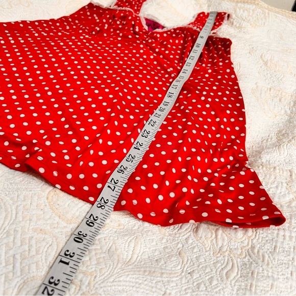 Demi Loon Womens red white polkadot Y2K babydoll top, white lace trim Size M-L - Picture 5 of 9